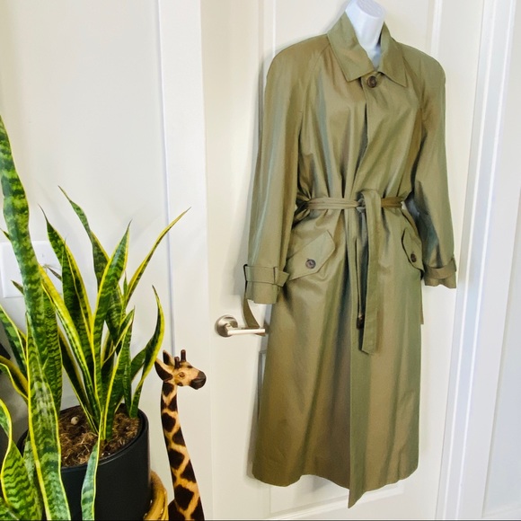 Vintage Green Slightly Iridescent Trench Coat - Picture 7 of 9